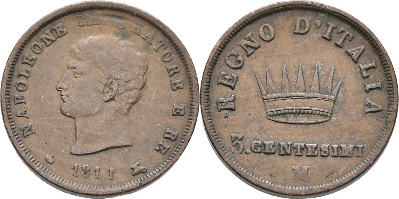 Königreich Italien Milano 3 Centesimi 1811 Napoleon, 18041814 kl