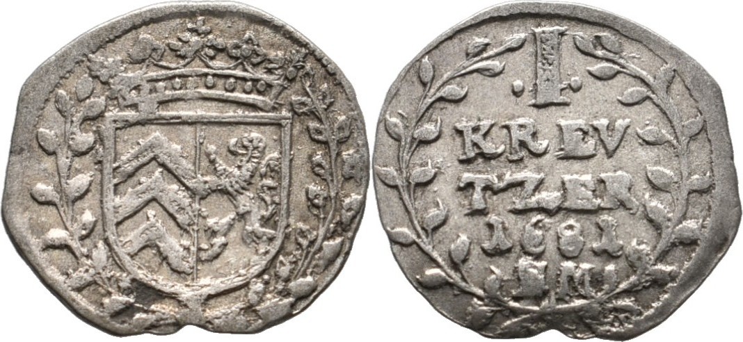 Hanau Kreuzer 1681 Friedrich Casimir 16411685 ss