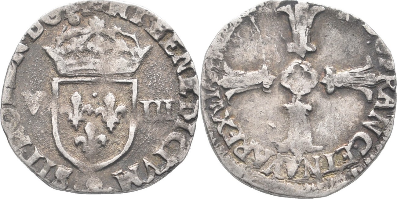 Frankreich 1/8 Ecu 1607 Heinrich IV., 15891610 ss