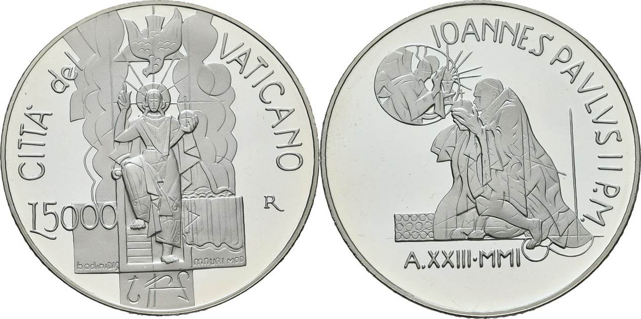 Vatikan 5000 Lire 2001 Johannes Paul II Polierte Platte Proof In Kapsel MA Shops