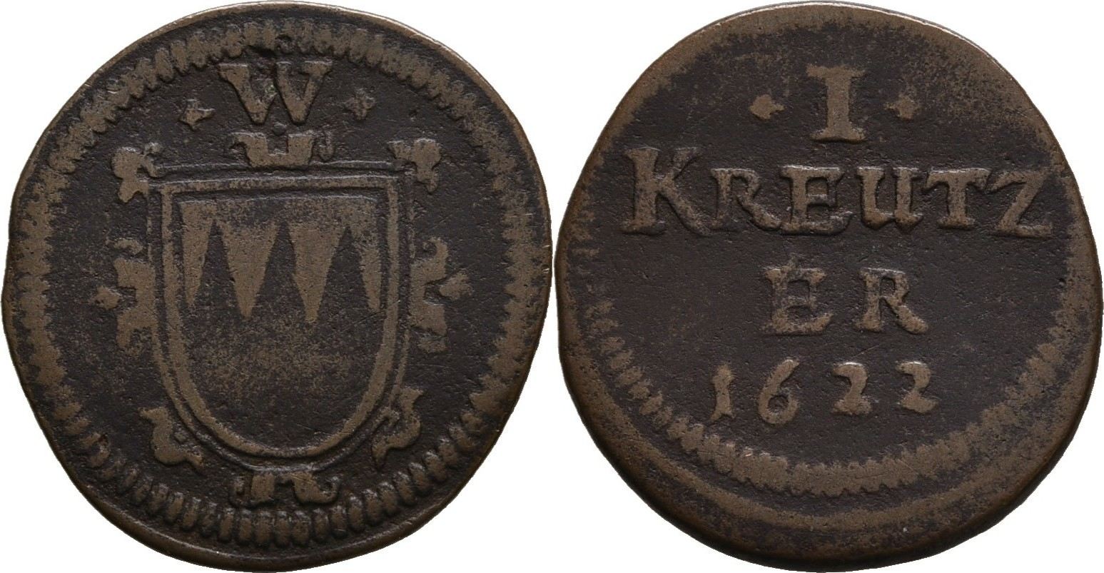 Würzburg, Bistum Kreuzer 1622 Johann Gottfrid von Aschhausen, 16171622