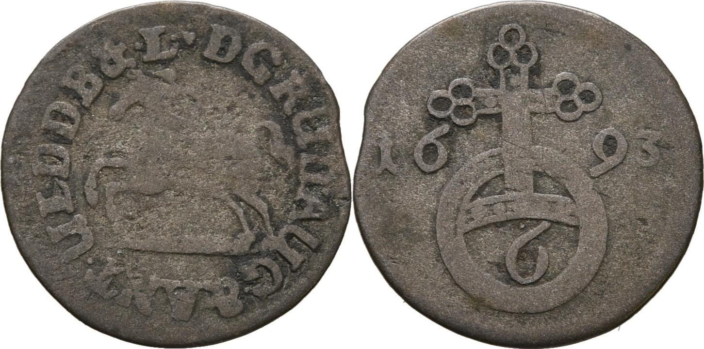 Braunschweig Wolfenbüttel 6 Pfennige 1693 Rudolf August und Anton