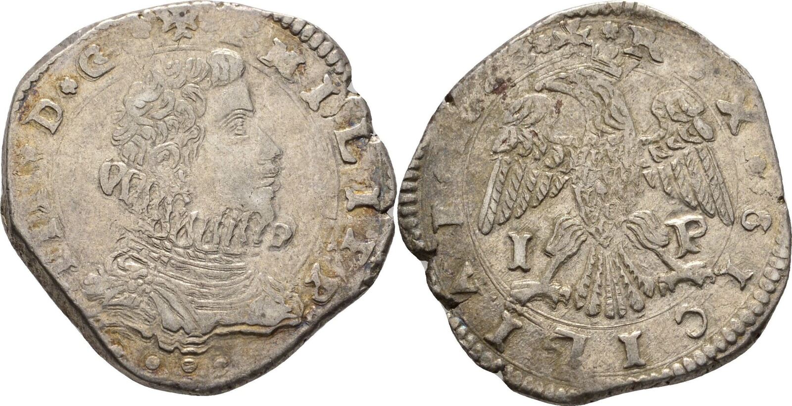 Italien Sezilien 4 Tari 1643 ?? Philipp IV. 16211665. ss