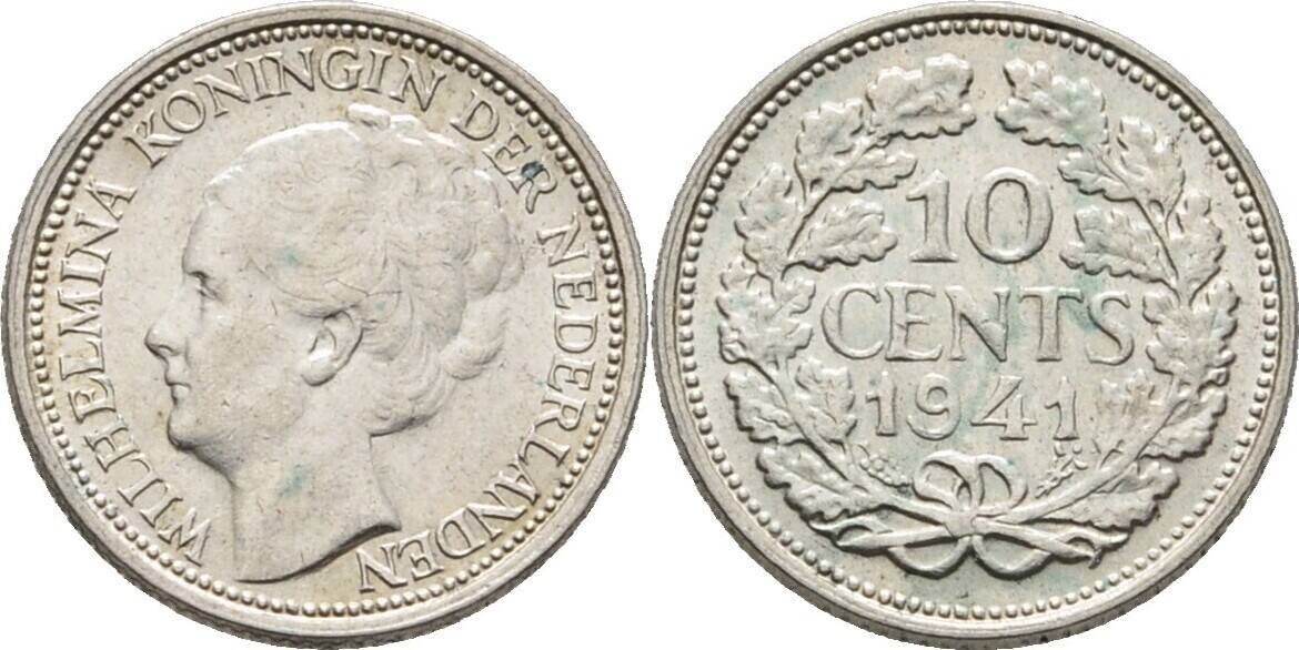 Niederlande 10 Cents 1941 Wilhelmina Ss MA Shops niederlande-10-cents-1941-wilhelmina-ss-ma-shops