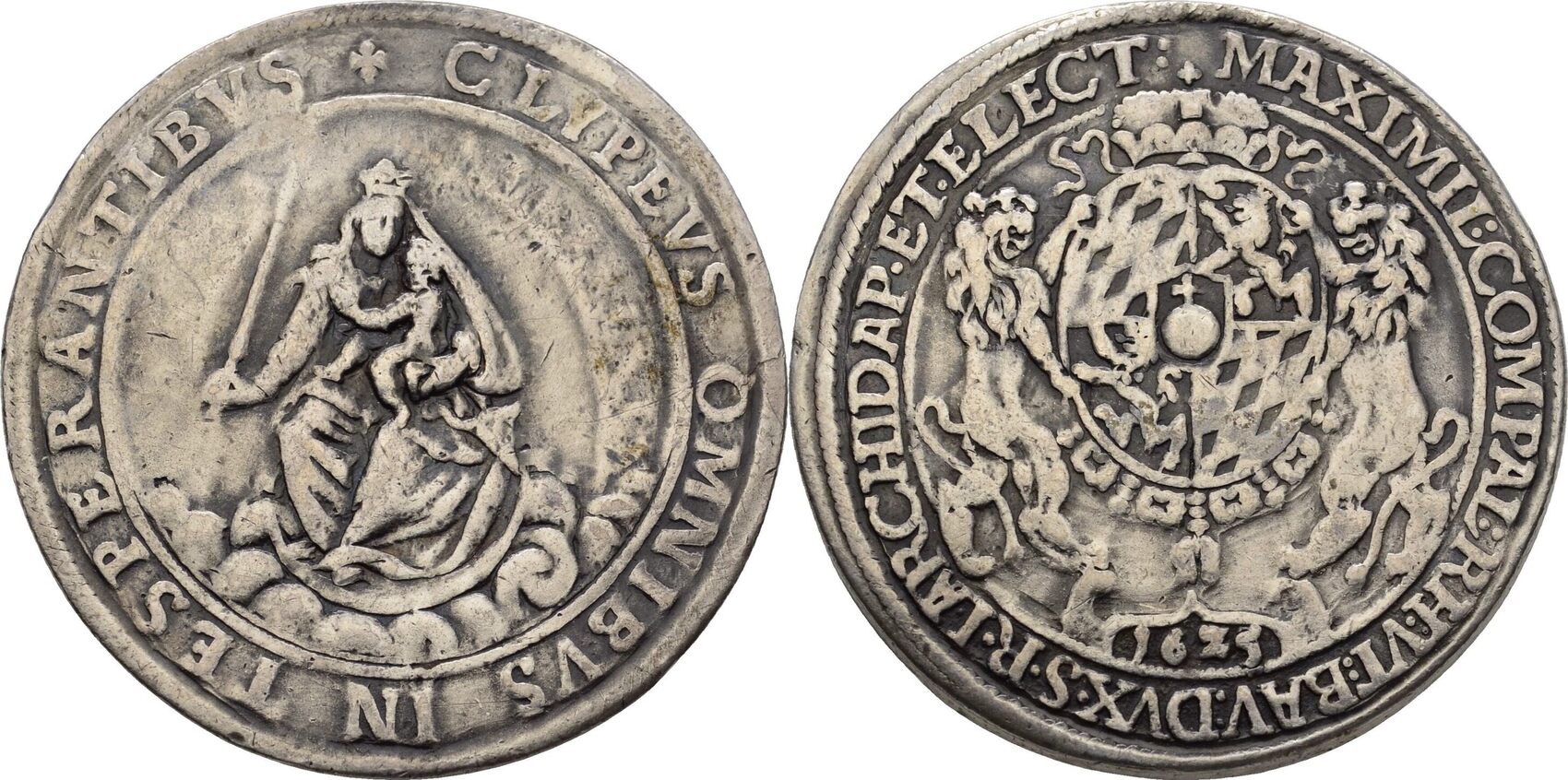 Bayern Taler 1625 Maximilian I., 1598-1651 Henkelspur, geglättet, f.ss ...