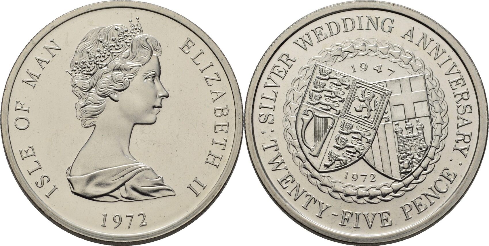Isle of Man 25 Pence 1972 Elizabeth II. prägefrisch