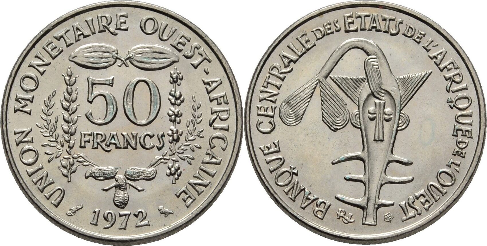 Westafrikanische Staaten 50 Francs 1972 Stempelglanz | MA-Shops