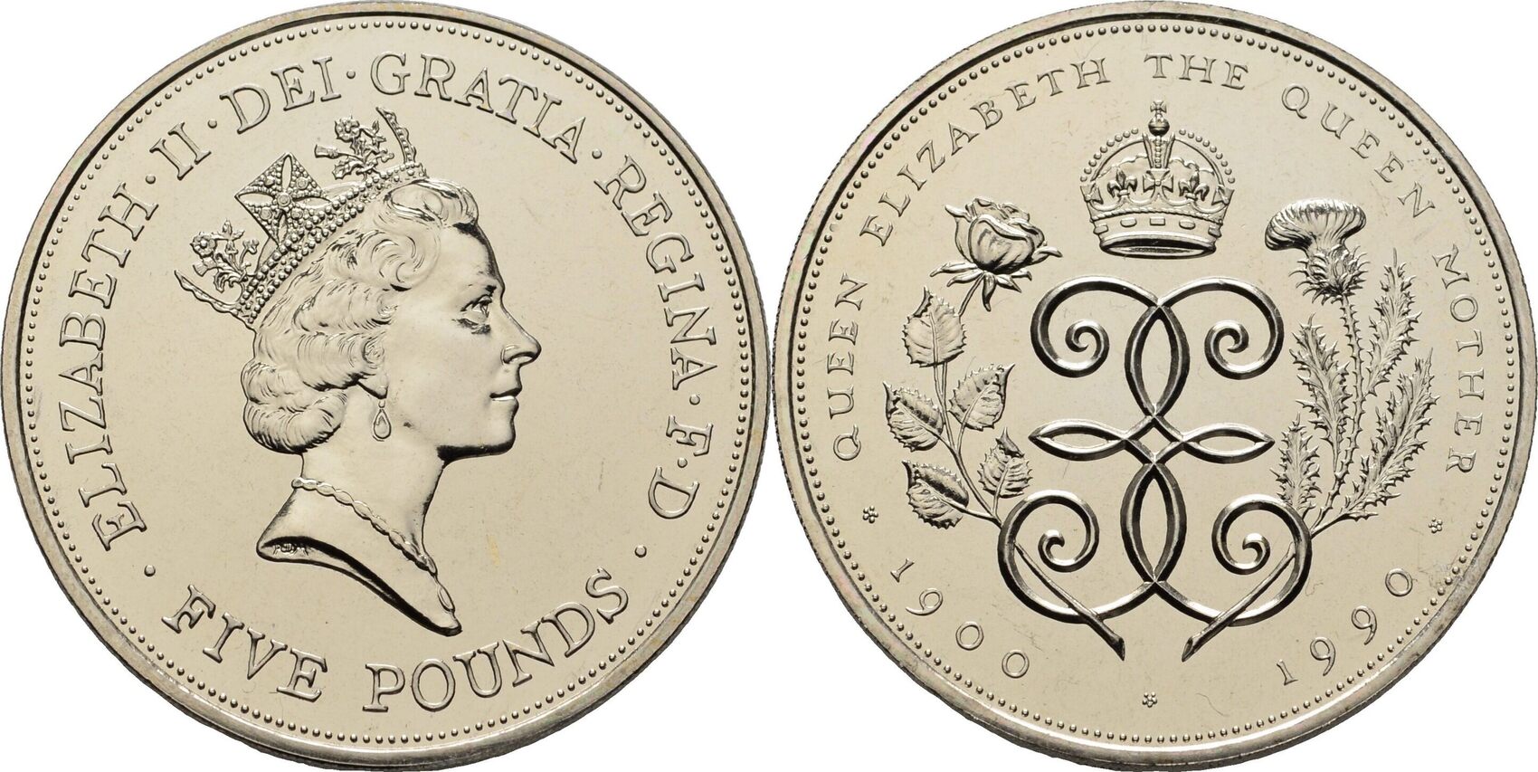 Großbritannien 5 Pounds 1990 Elizabeth II. ss
