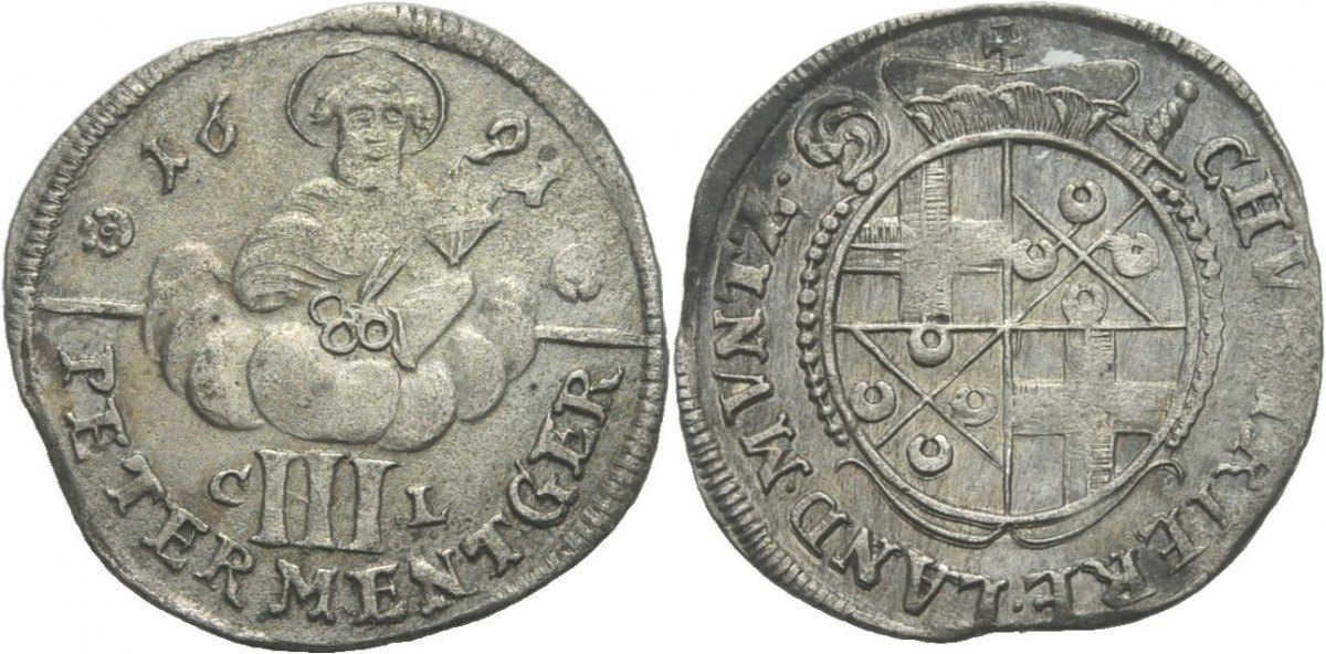 Trier 3 Albus 1691 Johann Hugo von Orsbeck, 1676 1711. ss+