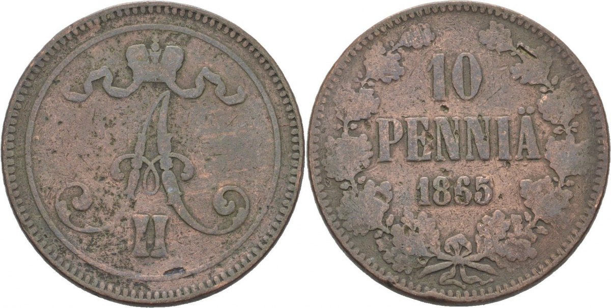 10 Penniä 1865