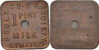Großbritannien Milchmarke Token Goole Co-operative Society Limited Pint & 1 Pint Milk Tokens. -