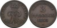 Oldenburg f. Birkenfeld 3 Pfennige Nicolaus Friedrich Peter 1853-1900 -