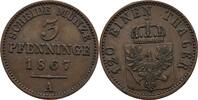 Preussen 3 Pfennig Wilhelm I. 1861-1888. -
