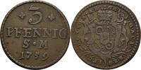 Mainz 3 Pfennig Johann Friedrich Karl von Ostein, 1743-1763 -