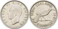 6 Pence 1941 Neuseeland Georg VI.,1936-1952. ss, selten