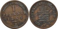 Sachsen Meiningen 1 Pfennig 1865 A Bernhard II. Erich Freund 1803-1866 ss 12,00 EUR  zzgl. 2,00 EUR Versand
