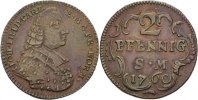Erfurt, Bistum 2 Pfennige Johann Friedrich Karl von Ostein, 1743 - 1763
