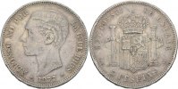 Spanien 5 Pesetas Alfons XII., 1874-1885.
