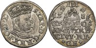 Polen Lettland Riga Dreigröscher Trojak Stephan Bathory, 1576-1586