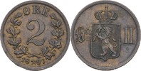 Norwegen Kongsberg 2 Öre Oskar II., 1872-1907.