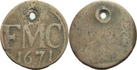 Bayern München Einseitige Kupfermarke Ferdinand Maria, 1651-1679.