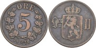Norwegen 5 Öre Oscar II., 1872-1907