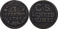 Sachsen Dresden 3 Pfennig Friedrich August II., 1733-1763 -