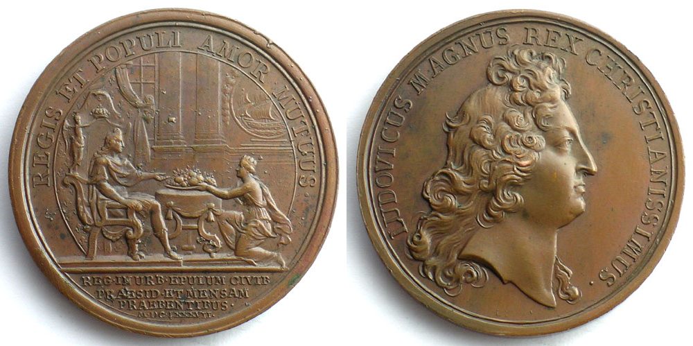 Jetons Und Medaillen Bronze Medaillen Von Louis Xiv Ann E Dollin Festin L H Tel De Ville