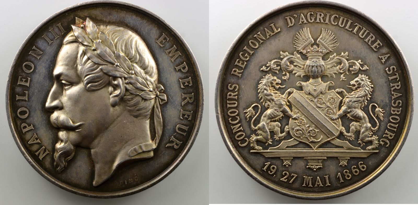 Superbe Médaille Napoléon III - Comice Agricole De Vouziers 1868 (Ardennes) - Collection - Cuivre