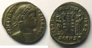 Münzen Centenionalis ou Nummus Constantinus II (317-340) R/ GLOR-IA EXERC-ITVS (Arles, 2° officine 332-333) SUP -