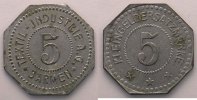Münzen Barmen (Rheinprovinz) Textil-Industrie A.G. 5 (Pf) TB+/TTB -