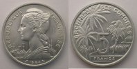 Französische Kolonialmünzen Lec.36 5 Francs 1964 Essai FDC