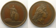 Münzen Medaillen von Louis XIV année MAUGER Conquête de la Lorraine cuivre 41mm SUP -