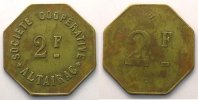 Französische Kolonialmünzen Lec.186e 2 F Lt, oct. 24mm TTB