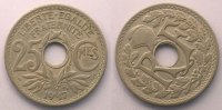 Münzen 25 Centimes Frankreich Coins tournés coins tournés à 45° anti-horaire TTB -