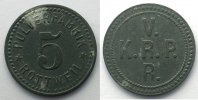 Münzen 5 Pf Rottweil (Württemberg) Pulverfabrik TTB -