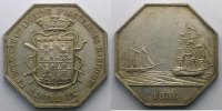 Münzen Jeton Numismatik der Versicherungsgesellschaften La Dordogne, Cie Anonyme d'Assurances Maritimes octogonal en argent Bordeaux TTB+/SUP -