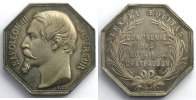 Münzen Jeton Numismatik des französischen Notariates Chateaudun octogonal en argent Napoléon III SUP/FDC -
