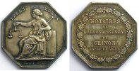 Münzen Jeton Numismatik des französischen Notariates Chinon octogonal en argent FDC -
