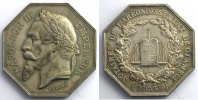 Münzen Jeton Numismatik des französischen Notariates Clamecy octogonal en argent Napoléon III SUP/FDC -