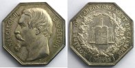 Münzen Jeton Numismatik des französischen Notariates Clamecy octogonal en argent Napoléon III SUP/FDC -