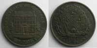 Münzen 1/2 Penny Kanada Banque de Montréal Jeton à la façade de la banque en cuivre TB+/TTB -