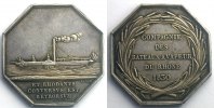 Münzen jeton Numismatique des Transports Transport fluvial Compagnie des Bateaux à Vapeur du Rhône octogonal en argent TTB+/SUP -