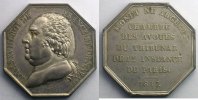 Münzen jeton Numismatique de la Justice Avoués Paris octogonal en argent Louis XVIII SUP -