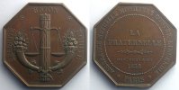 Münzen Jeton Numismatik der Versicherungsgesellschaften La Fraternelle octogonal en cuivre Incendie SUP -