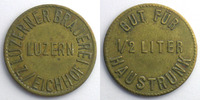 Münzen Schweiz, Notgeld und Jetons Eichhof, Luzerner Brauerei Gut für Haustrunk 1/2 Liter Lt, R 26mm TTB -