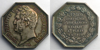 Münzen Jeton Numismatik der Versicherungsgesellschaften L'Union octogonal en argent Louis-Philippe I Incendie SUP -
