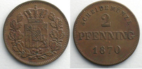 Münzen 2 Pfennig Königreich von Bayern Ludwig II (1864-1886) SUP -