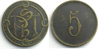 Münzen Tunesien Kalaa-Djerda, Sté Phosphates Tunisiens, Magniville Lec.576 5 (centimes) laiton, 26mm TTB -