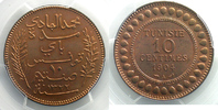 Münzen 10 Centimes Tunesien Mohammed El Hadi, Bey, AH 1320-1324 Lec.99 PCGS-MS64RD FDC -